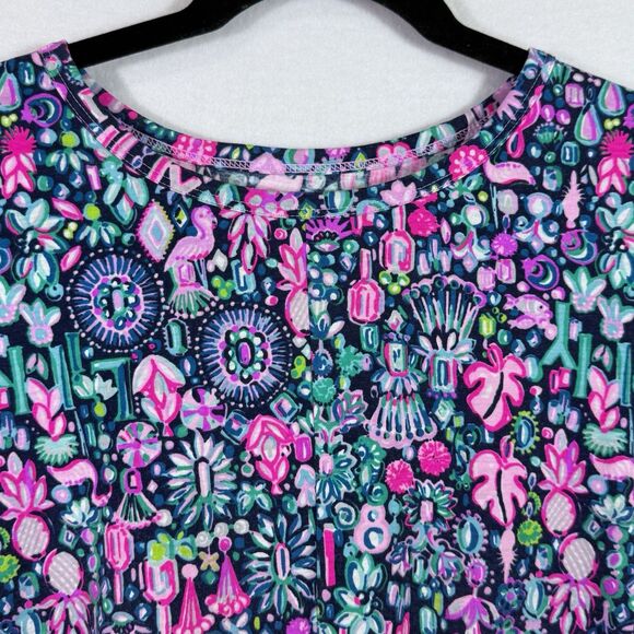 Lilly Pulitzer Luxletic Low Tide Navy Jewely Oden Top Shirt Size M Preppy Active - Picture 4 of 10